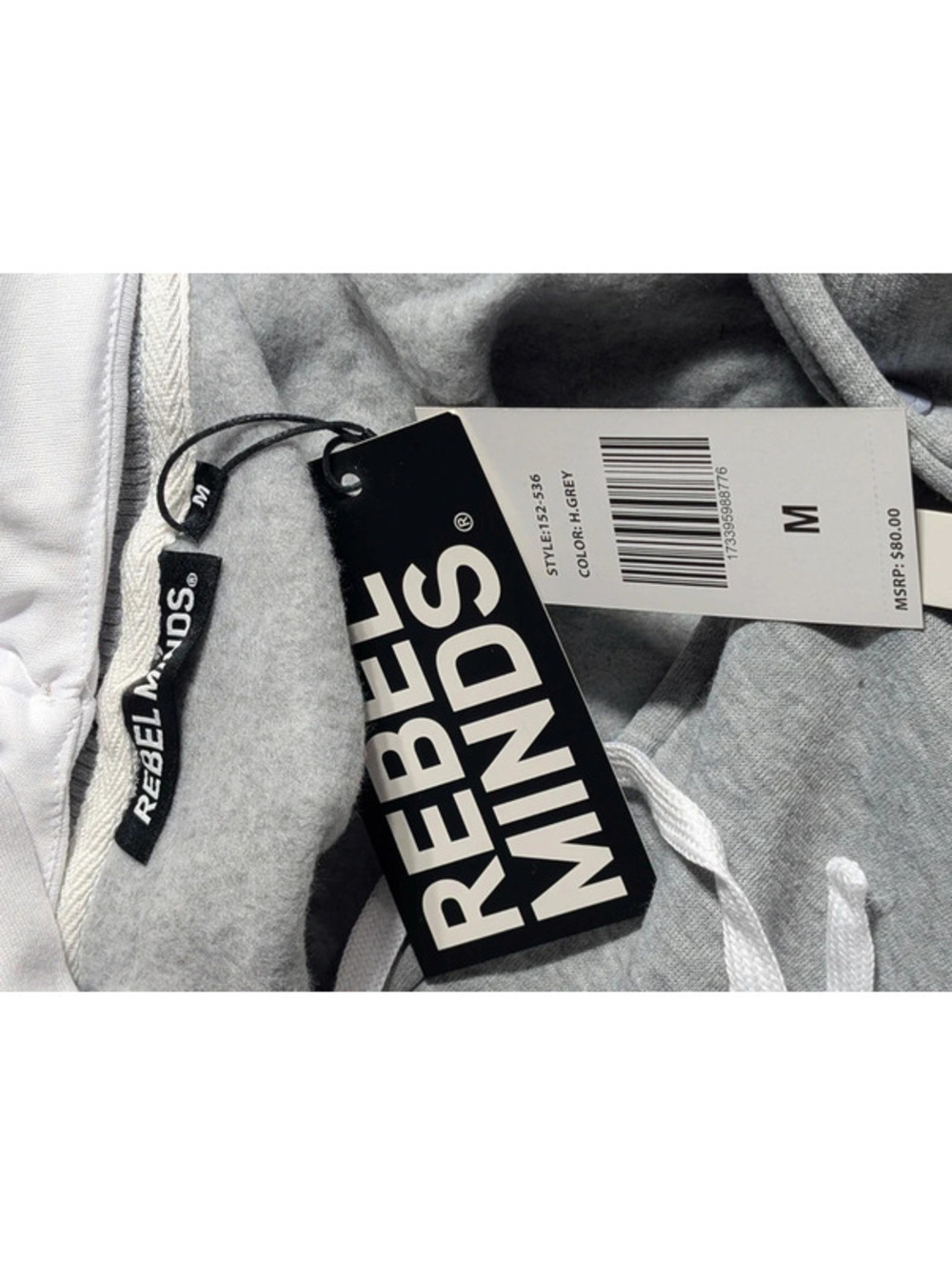 NWT Rebel Minds Mens M Snap Varsity Jacket Hoodie Barbed Wire Smiley Grey - Picture 6 of 8